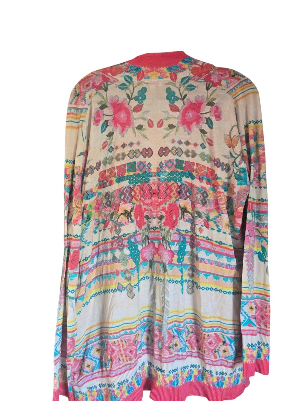 Johnny Was, Floral Multicolor V-Neck Button Cardigan for Women - Picture 5 of 8